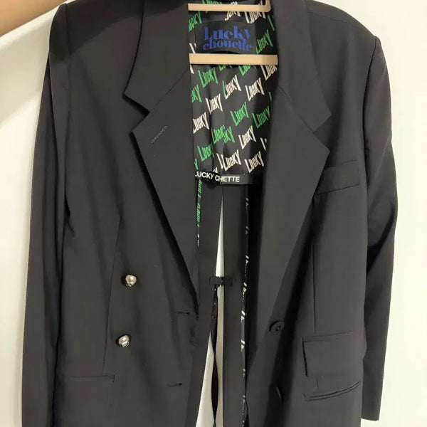 [BUNJANG] Lucky Chouette Black Double-Button Jacket / 럭키슈에뜨 재킷 검정색