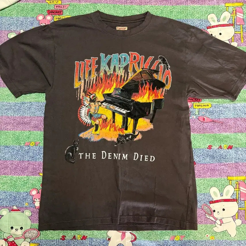 [BUNJANG] Capital Burning Piano Crew Short Sleeve T-Shirt / 캐피탈 버닝 피아노 크루 반팔
