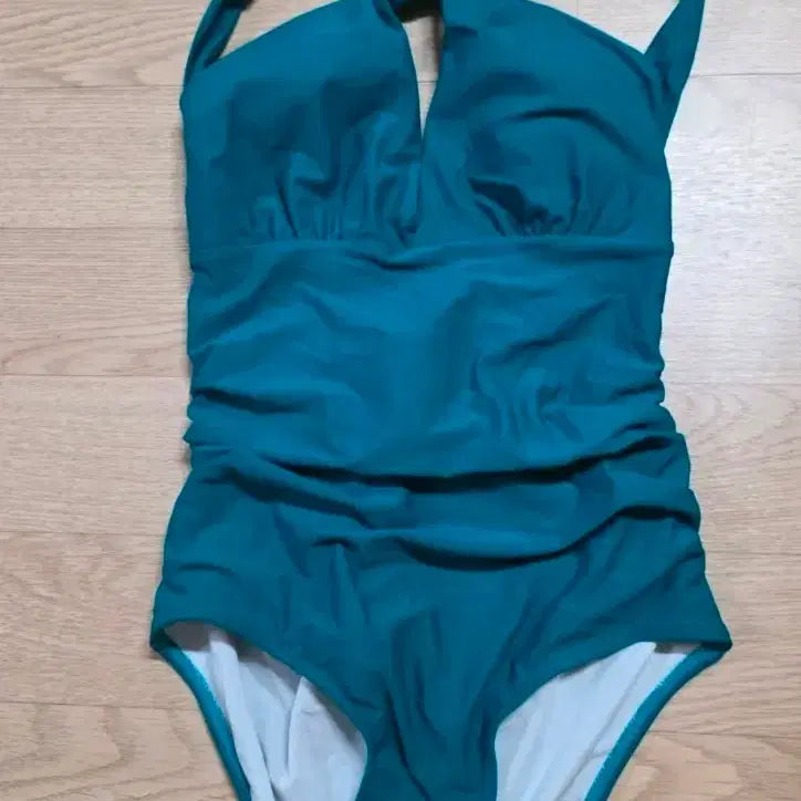 [BUNJANG] Teal One-Piece Swimsuit with Shirring / 원피스 수영복 청록색