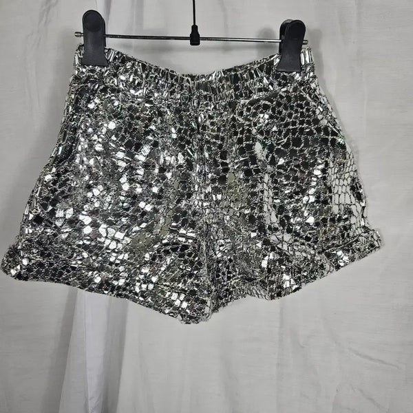 [BUNJANG] Silver Sparkle Short Pants / 실버 반짝 숏팬츠