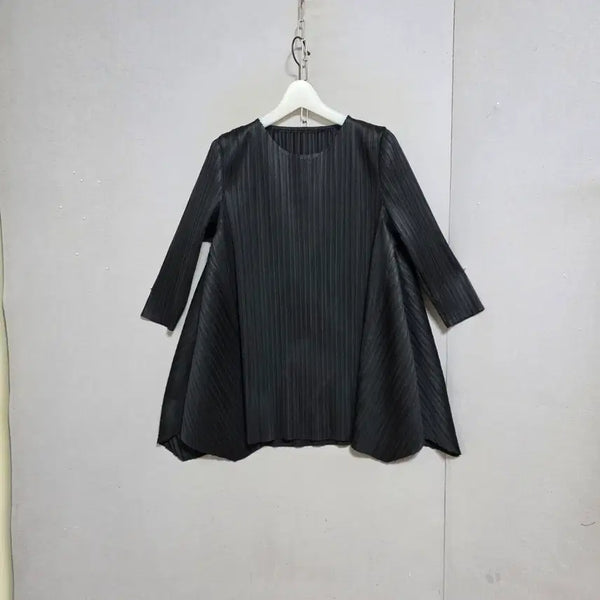 [BUNJANG] Pleats Me A-Line 3/4 Sleeve T-Shirt Black / 플리츠미 A라인   7부소매 티셔츠 FFF  n6813