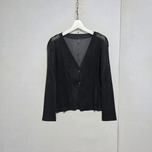 [BUNJANG] Pleats Me V-Neck Summer Cardigan FFF / 플리츠미 브이넥 여름 가디건 FFF  n6814