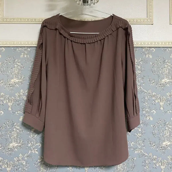 [BUNJANG] Brown Blouse for Plus Sizes (66-77.5) / 빅사이즈 블라우스 66~77반
