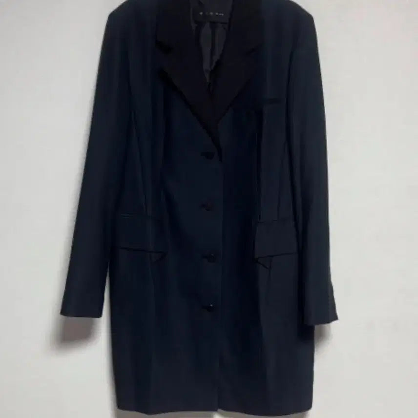 [BUNJANG] Michaa Navy Long Jacket with Black Collar / michaa 미샤 롱 자켓(66)