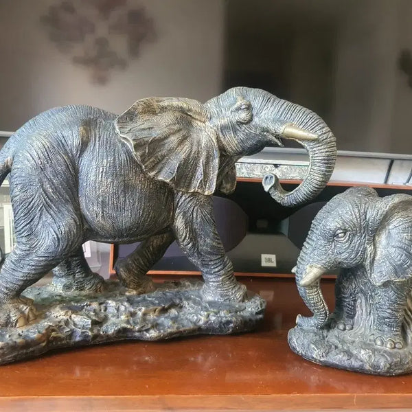 [BUNJANG] Pair of Indian Elephants Sculpture / 인도 코끼리 한쌍 섬세한 작품
