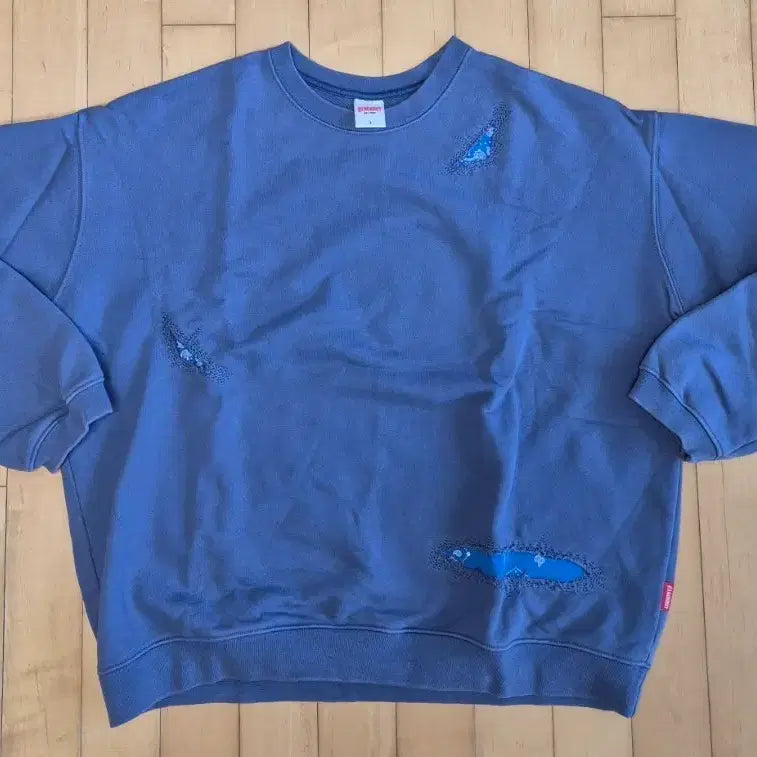 [BUNJANG] Blackout Bandana Sweatshirt Blue S / 블랙아웃 반다나스웻 블루s