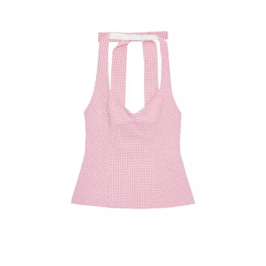 [BUNJANG] Zara Gingham Check Halter Top XS / 자라 뒷면 리본 홀터 탑 xs 7966/889