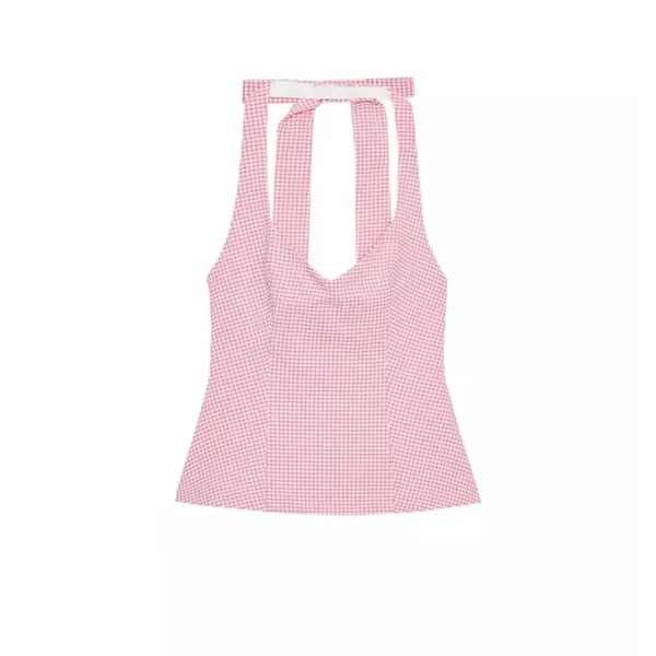 [BUNJANG] Zara Gingham Check Halter Top XS / 자라 뒷면 리본 홀터 탑 xs 7966/889