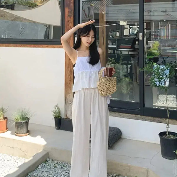 [BUNJANG] Linen Cotton Wide Banding Pants Cream / 린넨 코튼 와이드 밴딩팬츠 크림
