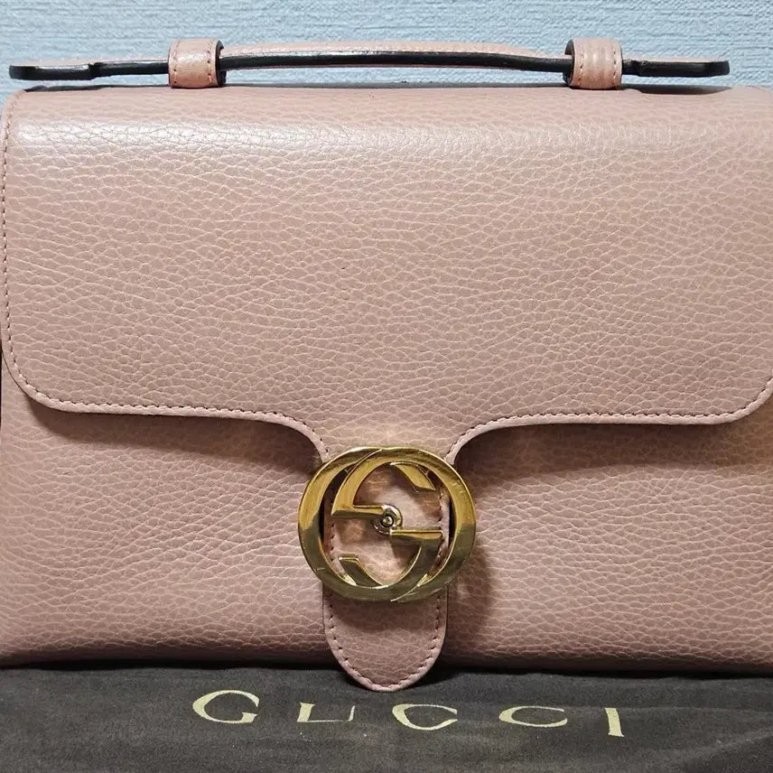 [BUNJANG] Gucci Interlocking Top Handle Chain Leather Shoulder Bag - Indie Pink / 구찌 인터로킹 탑핸들 체인 레더 숄더백 인디 핑크