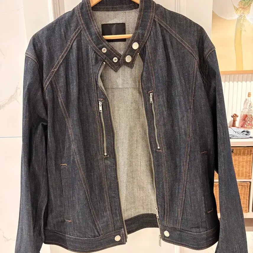 [BUNJANG] Peace Maker Indigo Biker Jacket / 피스워커 인디고 바이커 자켓