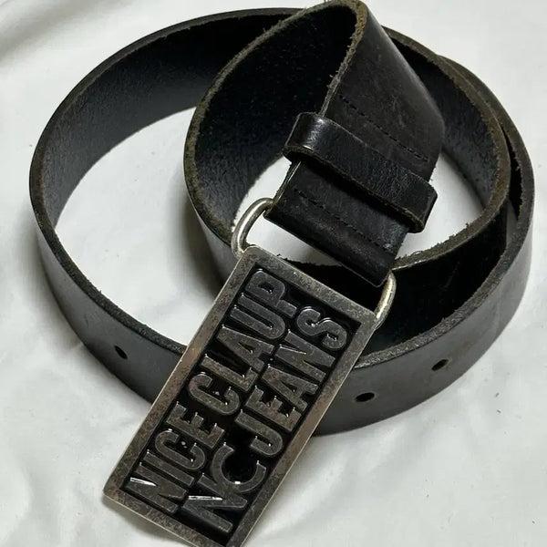 [BUNJANG] Nice Claup Genuine Leather Belt with Stylish Buckle / 나이스클랍진스 통가죽 벨트