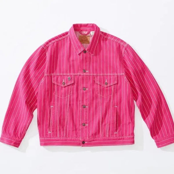 [BUNJANG] Supreme x Levi's Trucker Jacket Magenta Stripe XL / 슈프림 X 리바이스 트러커 자켓 XL