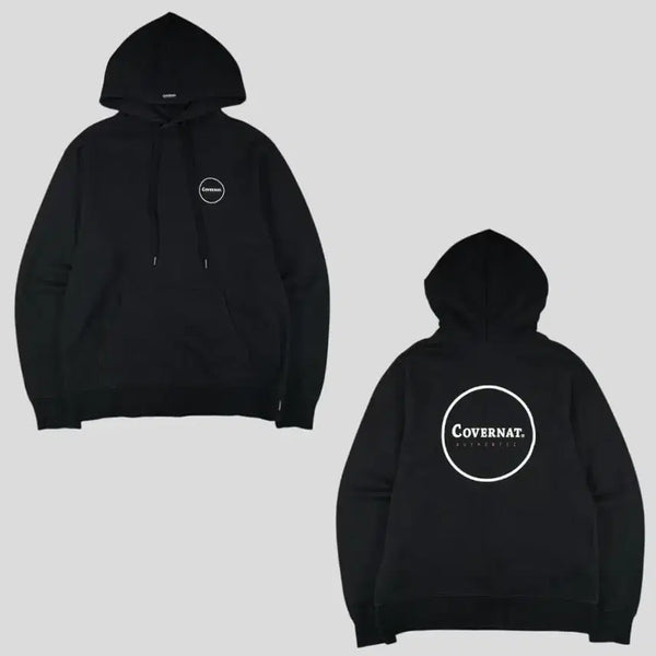 [BUNJANG] Covernat Pigment Heavy Cotton Round Logo Kangaroo Pocket Sweatshirt / 커버낫 피그먼트 블랙 화이트 레드 라운드 로고 캥거루포켓 헤비코튼 스웻