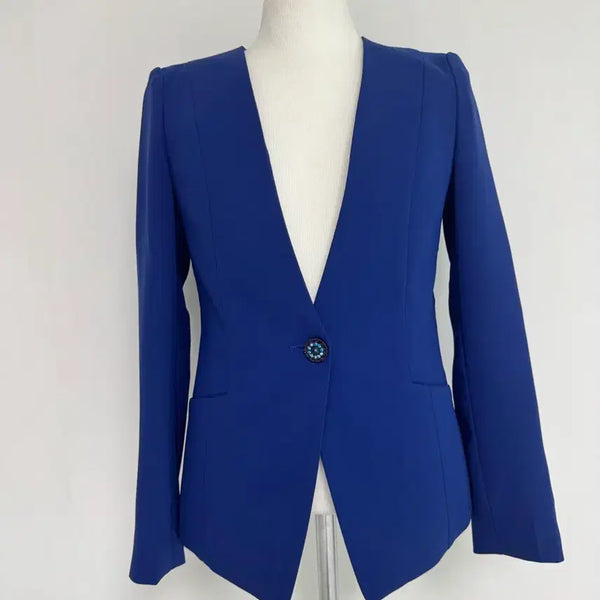 [BUNJANG] Blue Single Button Jacket Size 66 / 블루 싱글 버튼 자켓 66