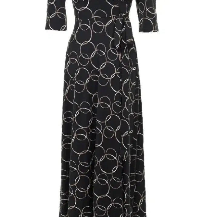 [BUNJANG] CHEE U Pattern Wrap Dress Black S / size S 치유 CHEE U 패턴 랩 원피스 블랙 S