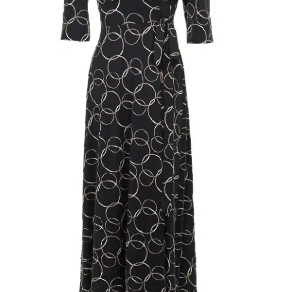 [BUNJANG] CHEE U Pattern Wrap Dress Black S / size S 치유 CHEE U 패턴 랩 원피스 블랙 S