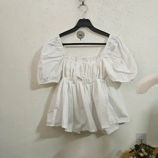 [BUNJANG] Square Neck Puff Sleeve Blouse / 스퀘어넥 퍼프소매 블라우스