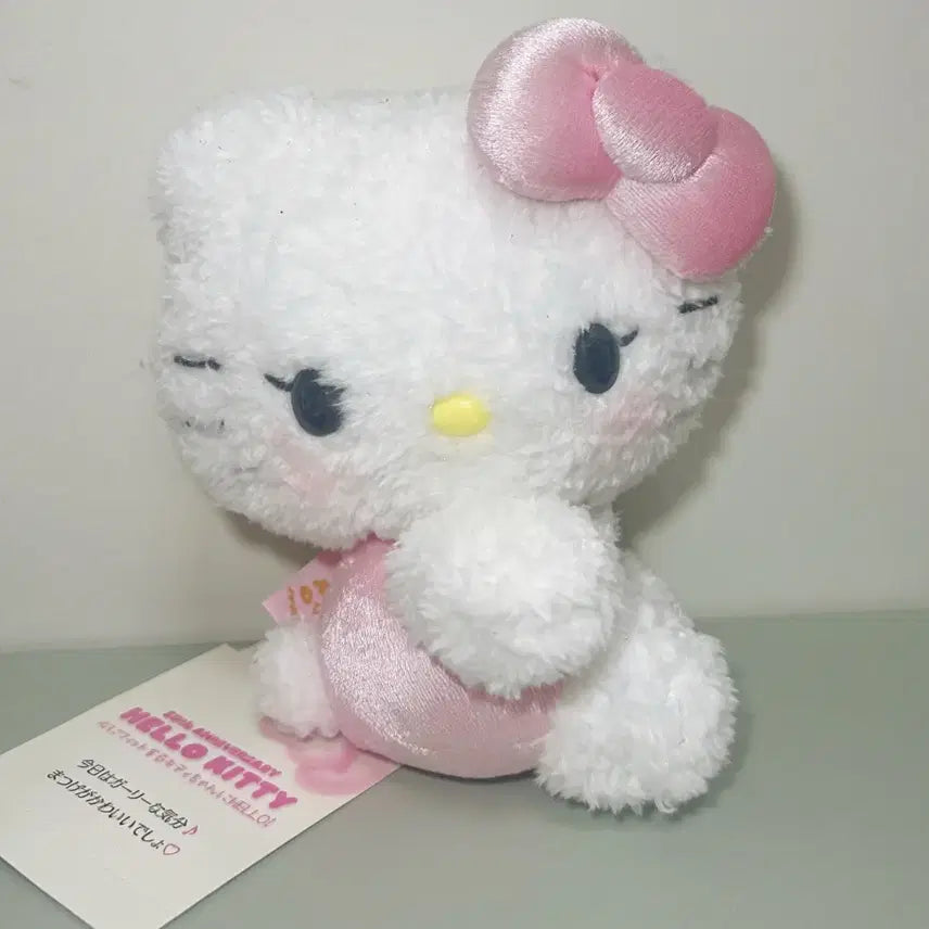 [BUNJANG] Hello Kitty 50th Anniversary Glitter Eyelashes Plush Doll / 헬로키티 50주년 애니버서리 속눈썹 키티+아크릴 키링