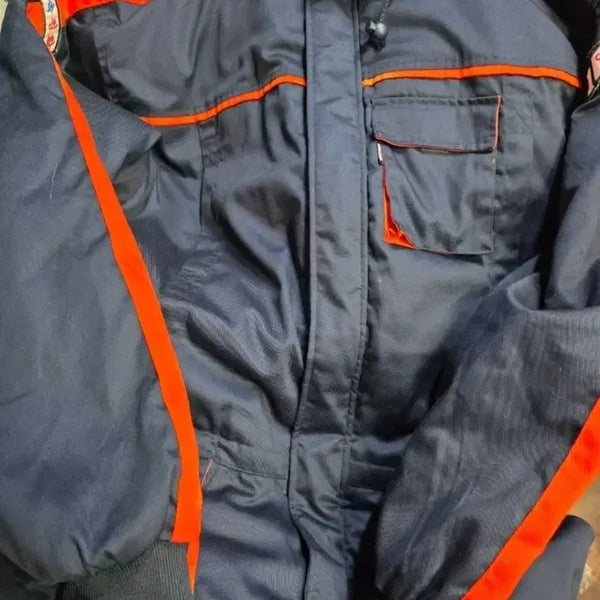 [BUNJANG] Navy and Orange Color Block Workwear Jumpsuit / 작업복 점프수트 남색 오렌지색 배색