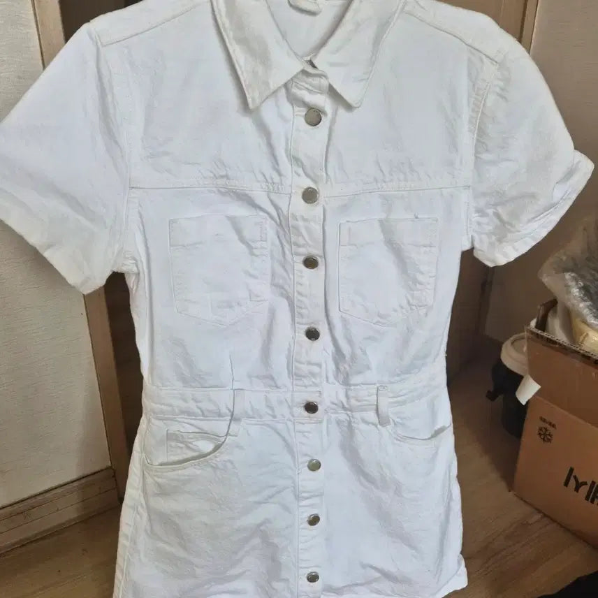[BUNJANG] Zara White Denim Jumpsuit Dress / 자라 화이트 데님 점프슈트 원피스 예뻐용