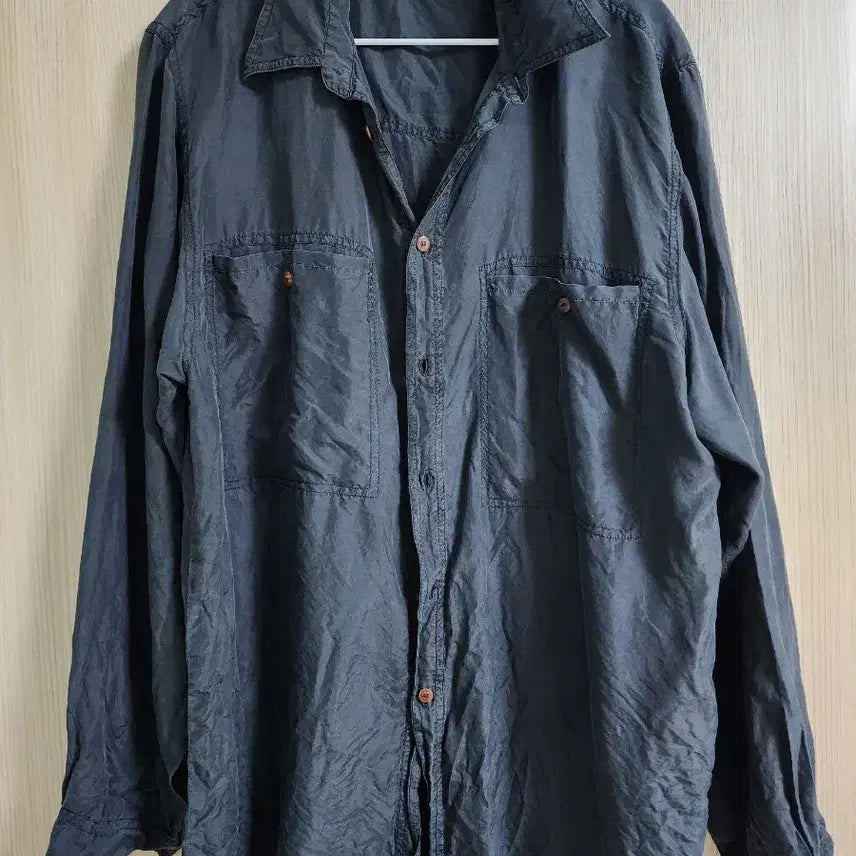 [BUNJANG] 100% Silk Navy Shirt / 100% 실크 셔츠 군청색