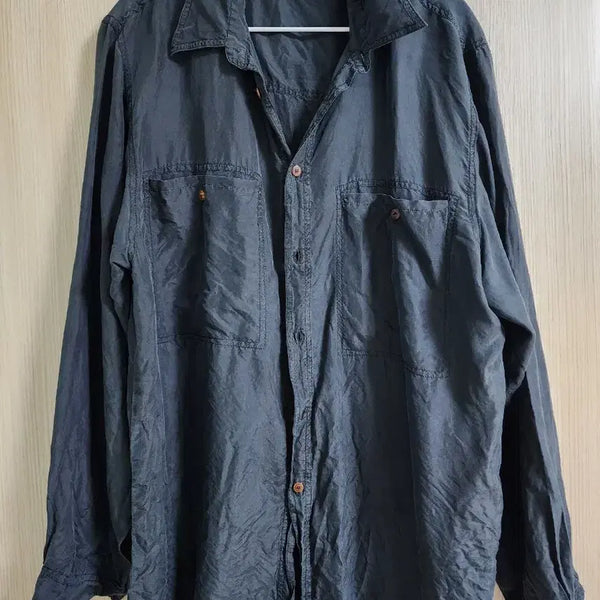 [BUNJANG] 100% Silk Navy Shirt / 100% 실크 셔츠 군청색
