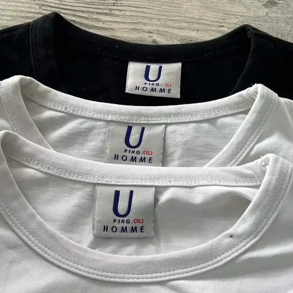 [BUNJANG] YUPING Homme Label T-Shirt 3-Piece Bundle Set / 유핑 옴므라벨 반팔티셔츠 3종일괄판매