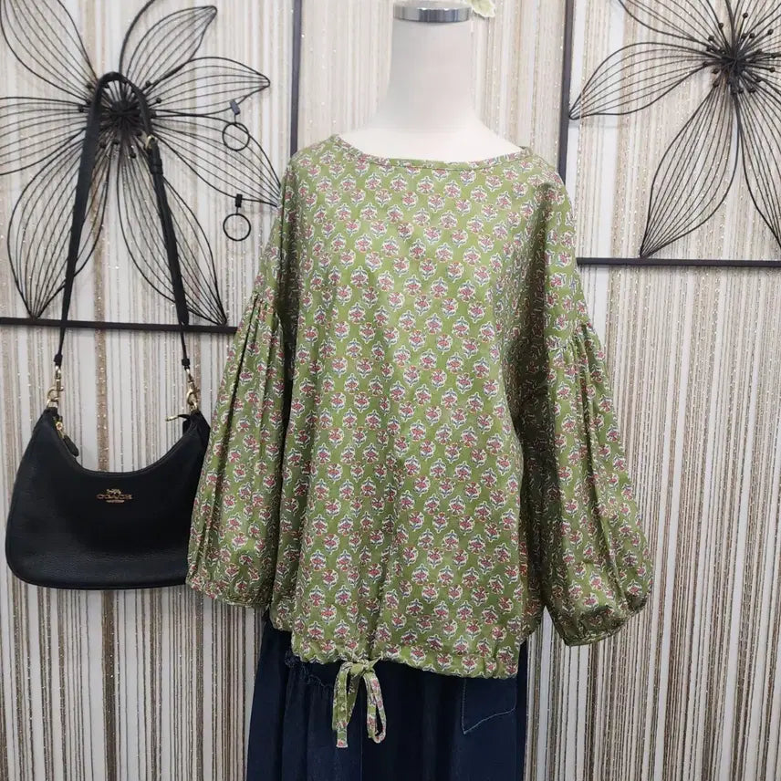 [BUNJANG] Cotton Blue Floral Pattern Blouse / cotton blue 프라워패턴 블라우스 free