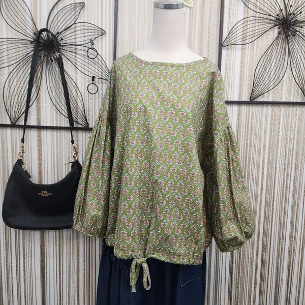 [BUNJANG] Cotton Blue Floral Pattern Blouse / cotton blue 프라워패턴 블라우스 free