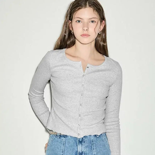 [BUNJANG] Tommy Jeans Rib Snap Top / 타미진스 립 스냅 탑 (T32E6TTO01TWT2PJ4)