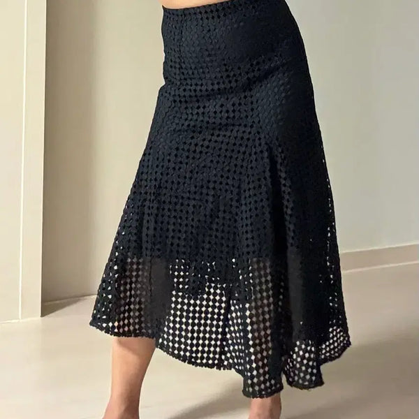 [BUNJANG] Punch Black Lace Long Skirt / Punch 블랙 레이스 스커트