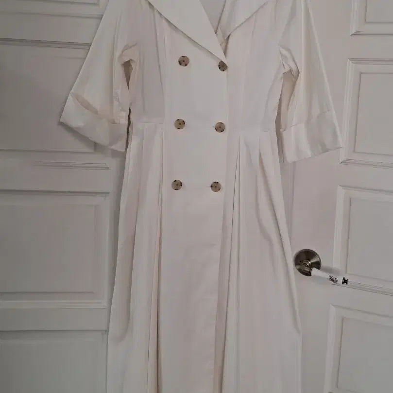 [BUNJANG] Zstudio Ivory Double-Button 3/4 Sleeve Flare Dress / 지스튜디오 원피스  s