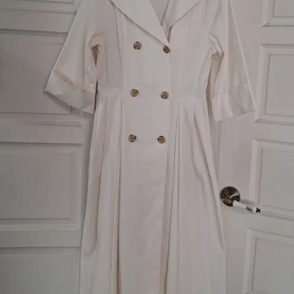 [BUNJANG] Zstudio Ivory Double-Button 3/4 Sleeve Flare Dress / 지스튜디오 원피스  s