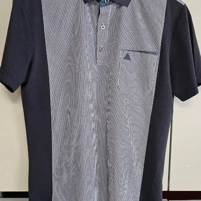 [BUNJANG] Greenjoy Men's Striped Short-Sleeve Polo Shirt Navy (Size 95) / 그린조이 남성 반팔 카라티 스트라이프 네이비 95
