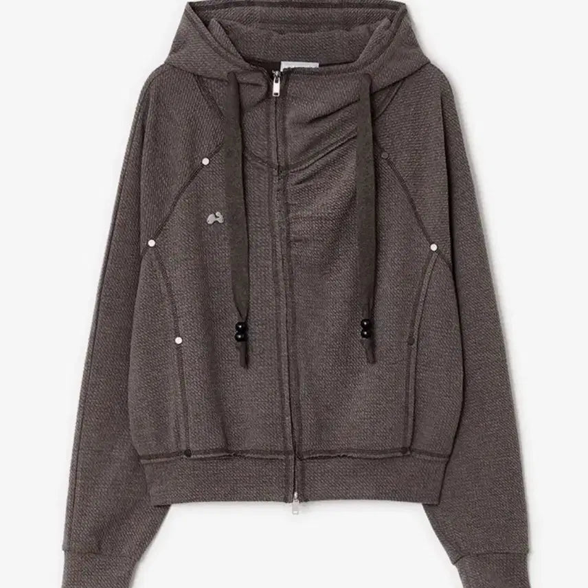 [BUNJANG] Hug Your Skin Shirring High Neck Hoodie Brown / 허그유어스킨 셔링 하이넥 후드집업 브라운