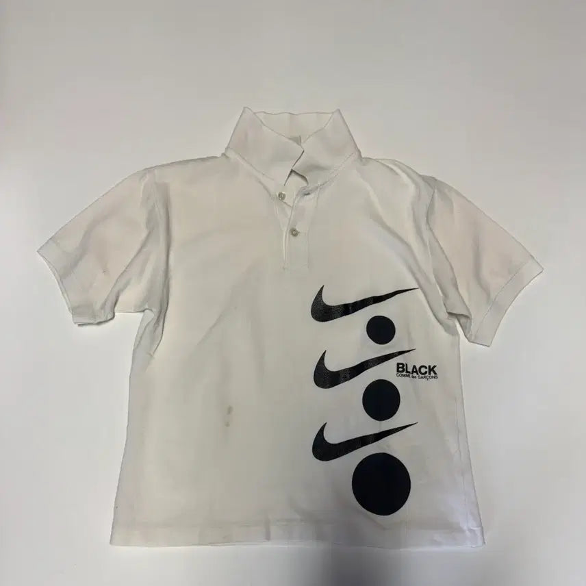 [BUNJANG] Nike x Comme des Garçons Black Short Sleeve Polo Cropped T-Shirt M / 희귀!! 여성 나이키 X 꼼데가르송 블랙 반팔 카라 크롭 티셔츠 M