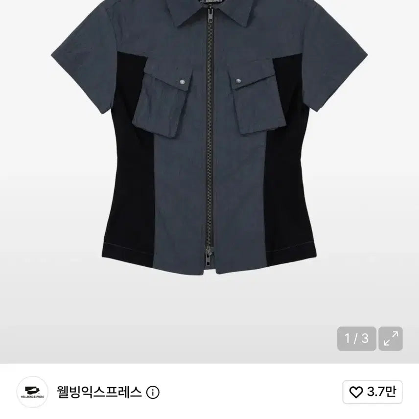 [BUNJANG] Wellbeing Express Panelled Zip Up Shirt Navy M / 웰빙익스프레스 Panelled Zip Up Shirt Navy