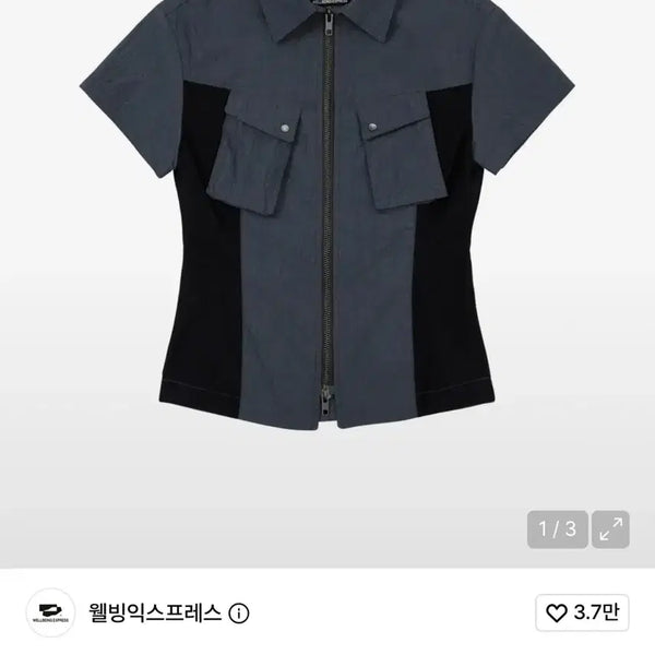 [BUNJANG] Wellbeing Express Panelled Zip Up Shirt Navy M / 웰빙익스프레스 Panelled Zip Up Shirt Navy