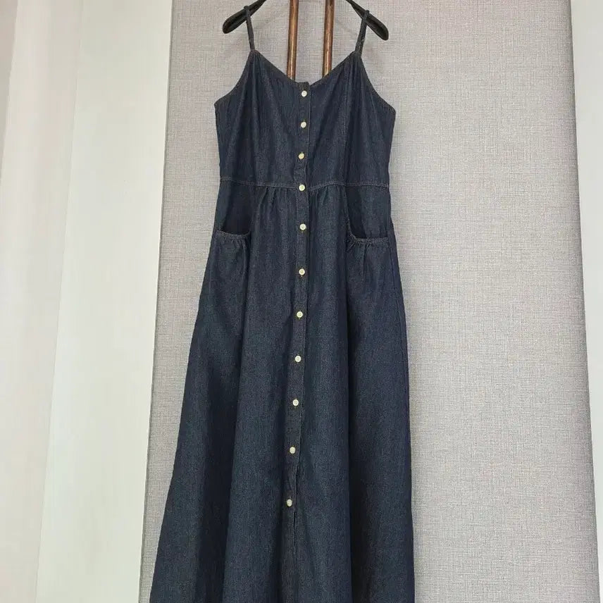 [BUNJANG] 8 Seconds V-neckline Linen Maxi Dress / 8세컨즈 뷔스티에 청맥시원피스