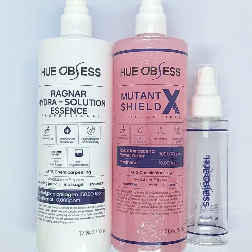 [BUNJANG] HUXLEY Mutant Shield X Ampoule & Ragnar Solution Gel Set with Free Empty Container / 1+1 전용공병 증정 휴옵세스 뮤턴트쉴드엑스 앰플 라그나 솔루션 겔