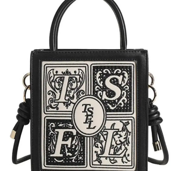 [BUNJANG] Square Embroidery Fashion Tote Bag / 스퀘어 자수 패션 토트백 (새상품)