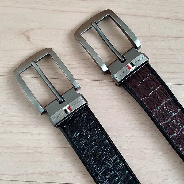 [BUNJANG] Genuine Leather Crocodile Pattern Belt for Men - Casual and Formal Wear / 가죽 악어벨트 남자벨트 캐주얼벨트 남성벨트 새상품