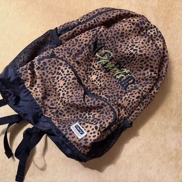 [BUNJANG] Sculptor Leopard Pattern Lettering Backpack / 스컬프터 가방