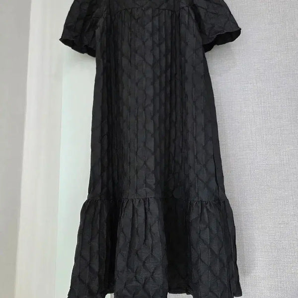 [BUNJANG] Square Neck Volume Sleeve Long Dress / 스퀘어넥 입체천 볼륨소매 롱원피스