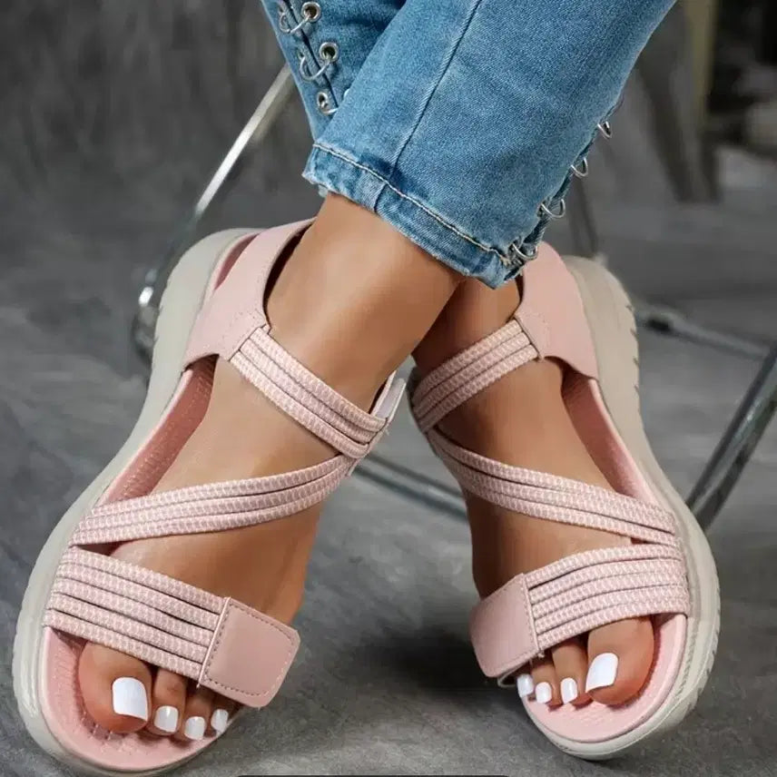 [BUNJANG] Pink Banding Strap Sandals - New Arrival / 핑크 밴딩 스트랩 샌들 .새상품