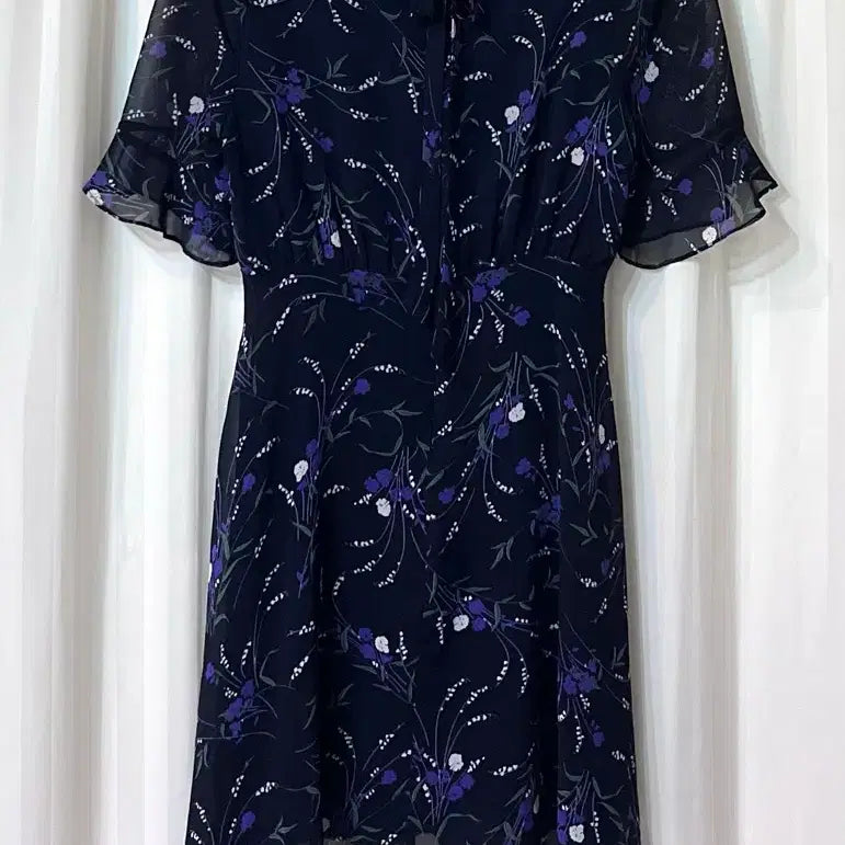 [BUNJANG] Purple Flower Pattern Chiffon Dress Size 55 / 퍼플 플라워 패턴 원피스 55 거의새것