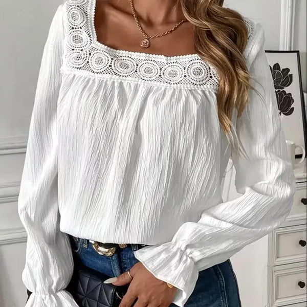 [BUNJANG] Square Neck Lace Blouse / 스퀘어넥 레이스 블라우스.새상품