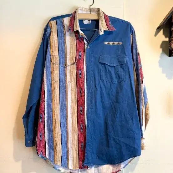 [BUNJANG] Patchwork Stripe Shirt / 패치워크 스트라이프 셔츠