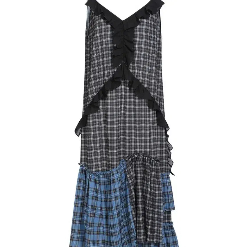 [BUNJANG] Lucky Chouette Summer Check Pattern Long Dress / 럭키슈에뜨 원피스